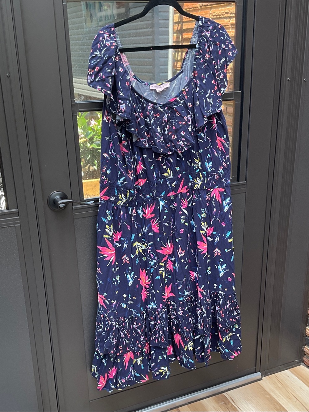 Penningtons Navy Floral Maxi Dress with Pink & Blue Accents
